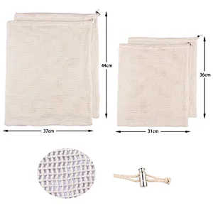 Union Source Recyclable Cotton Vegetable Fruits Food Mesh Bag With Customized Package