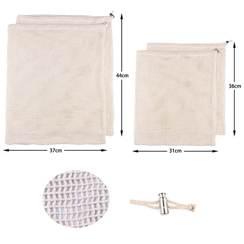 Union Source Recyclable Cotton Vegetable Fruits Food Mesh Bag With Customized Package