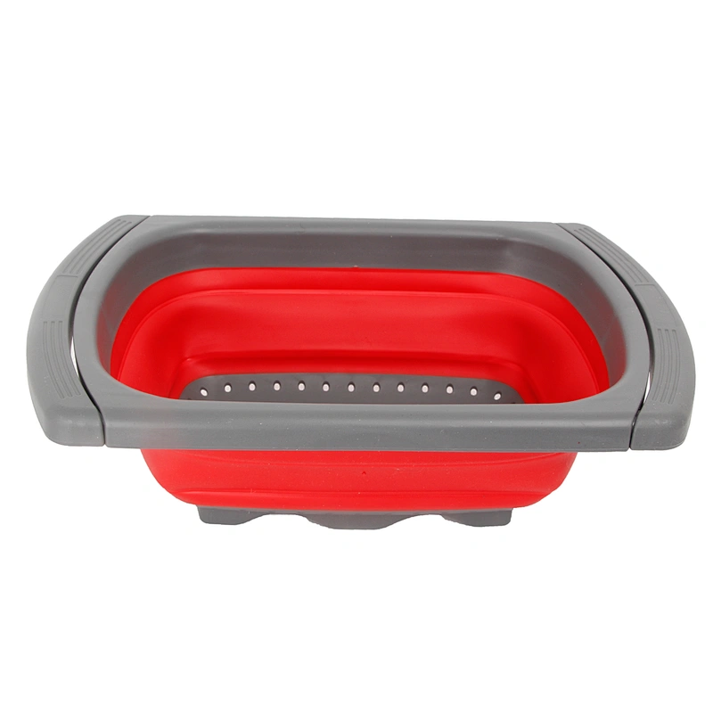 Collapsible expandable silicone kitchen fruit vegetable wasing folding drain basket with two handle
