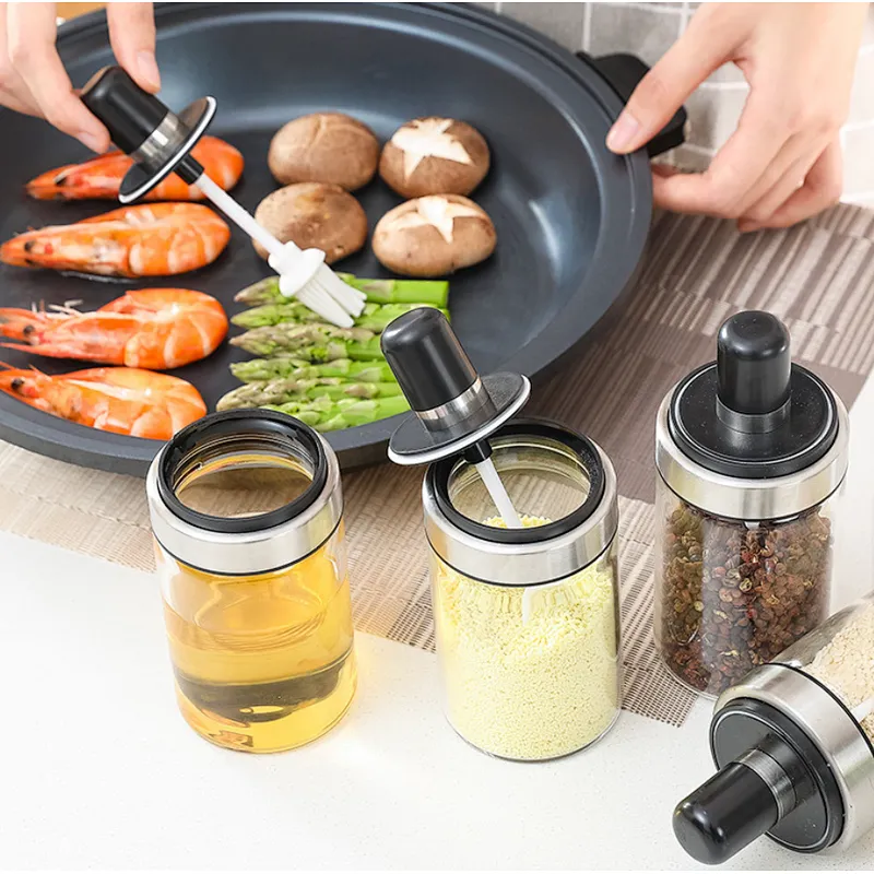 Union Source Kitchen Salt And Pepper Condiment Sets/Transparent Spice,Honey,Oil Bottle With Scoop