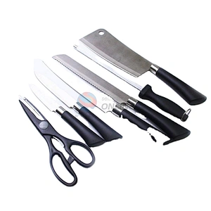 ECO-Friendly cheap safe comfortable kitchen utensils Stainless Steel kitchen scissors butcher knife set