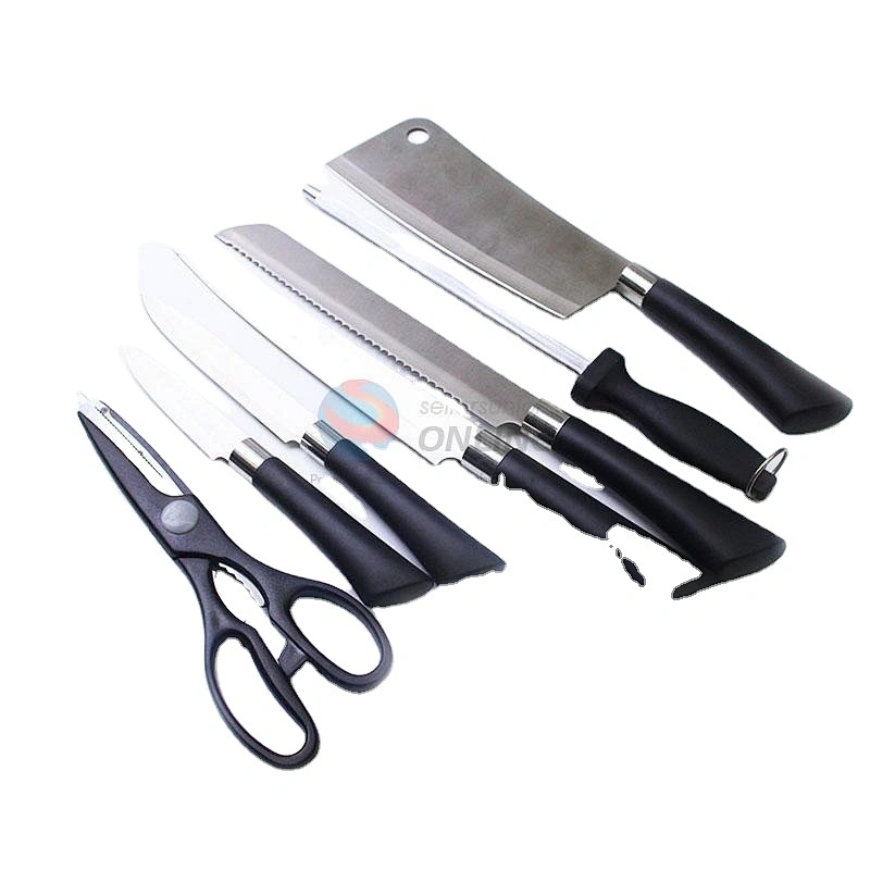 ECO-Friendly cheap safe comfortable kitchen utensils Stainless Steel kitchen scissors butcher knife set