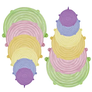 Wholesale 12 pcs reusable durable food cover stretch silicone  lids set