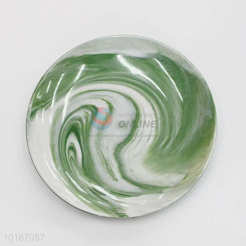 Factory Direct Sales Green Marbling Restaurant Dinnerware Dinner Ceramic Porcelain Plate Dishes