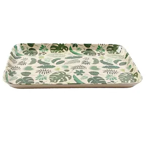 Union Source Pattern Bamboo Serving Fiber Tray Bamboo Plate/Yiwu Agent Bamboo Food Tray