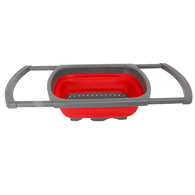 Collapsible expandable silicone kitchen fruit vegetable wasing folding drain basket with two handle