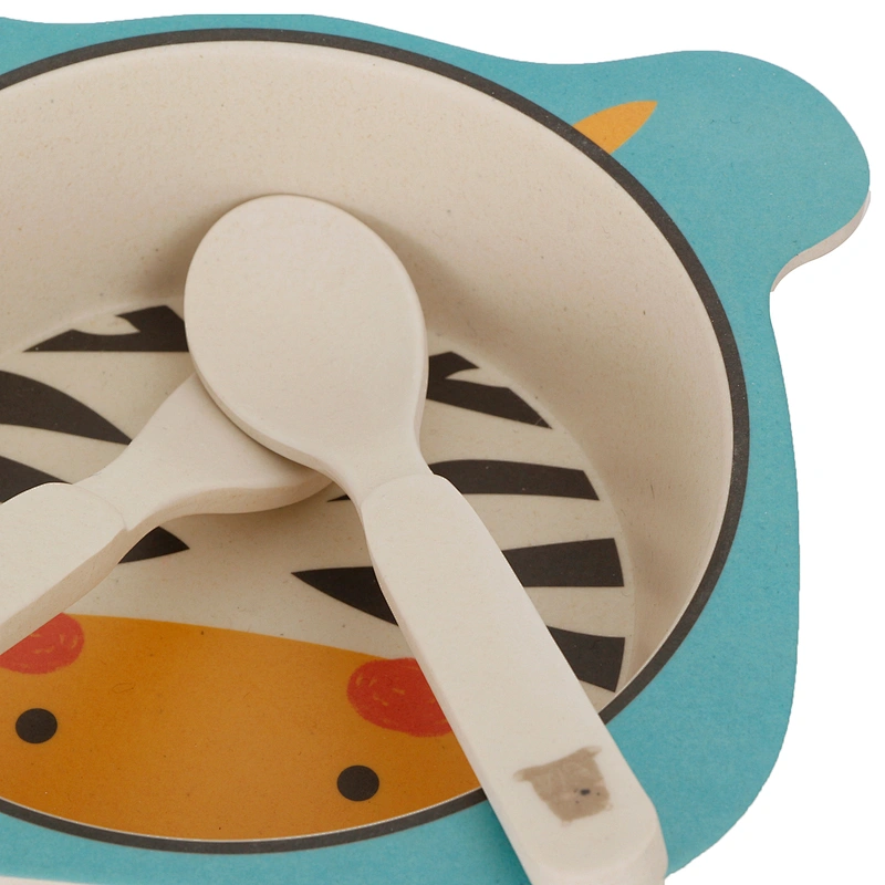 Union Source high quality cheap bamboo fiber baby kids cutlery dinnerware set with cup fork and spoon