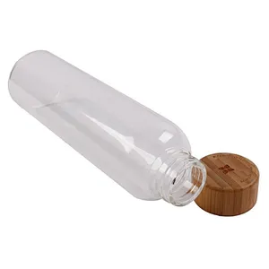 hot sale empty  550ml portable outdoor clear glass tea mug with bamboo capping