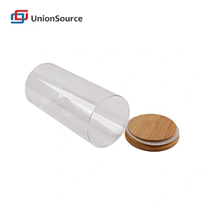 Small wholesale glass jars spice food storage container with bamboo lid