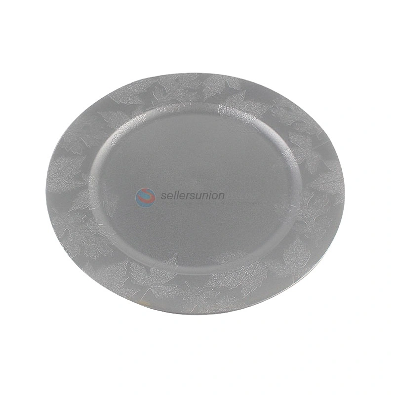 Best Quality Round Floral Design Baking Silver Gray Ceramic Porcelain Shafing Dishes Plates