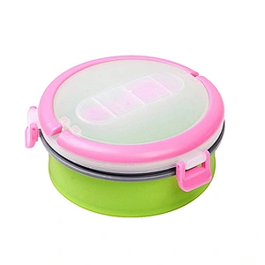 Save Space airtight food storage  silicone foldable Bento Lunch Box with lock lid