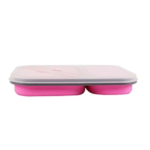 Bpa Free Silicone Folding Leak Proof Collapsible Silicone Airtight Food Bento Lunch Box