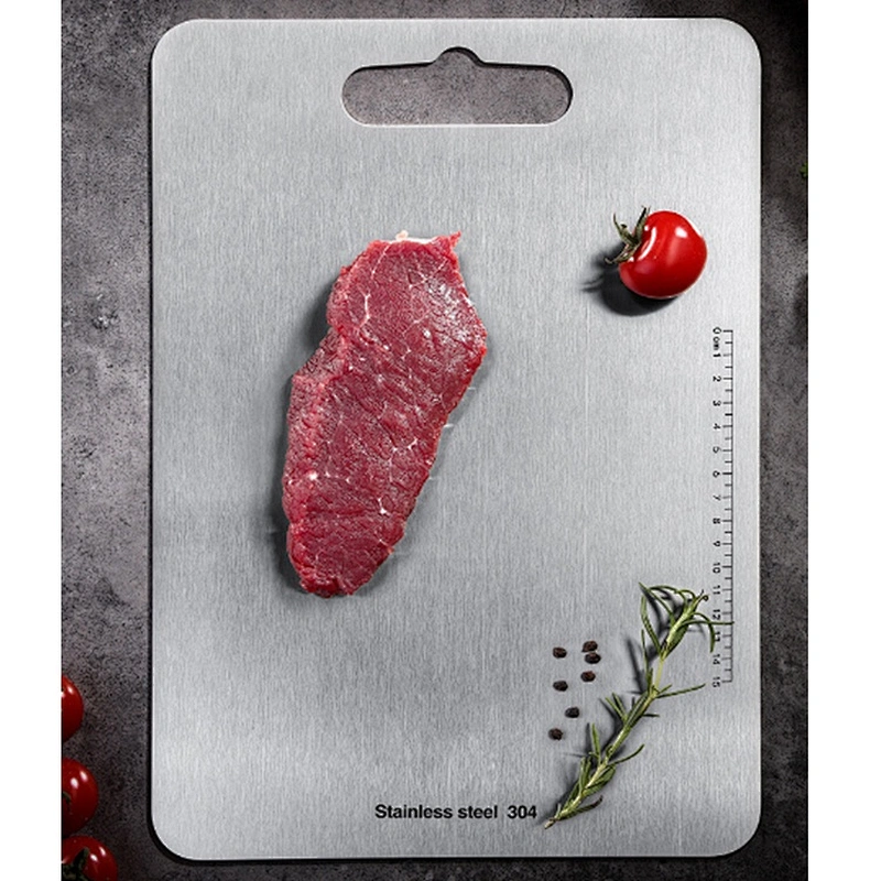 Hot sell customized large natural kitchen vegetable stainless steel cutting chopping board with custom color box