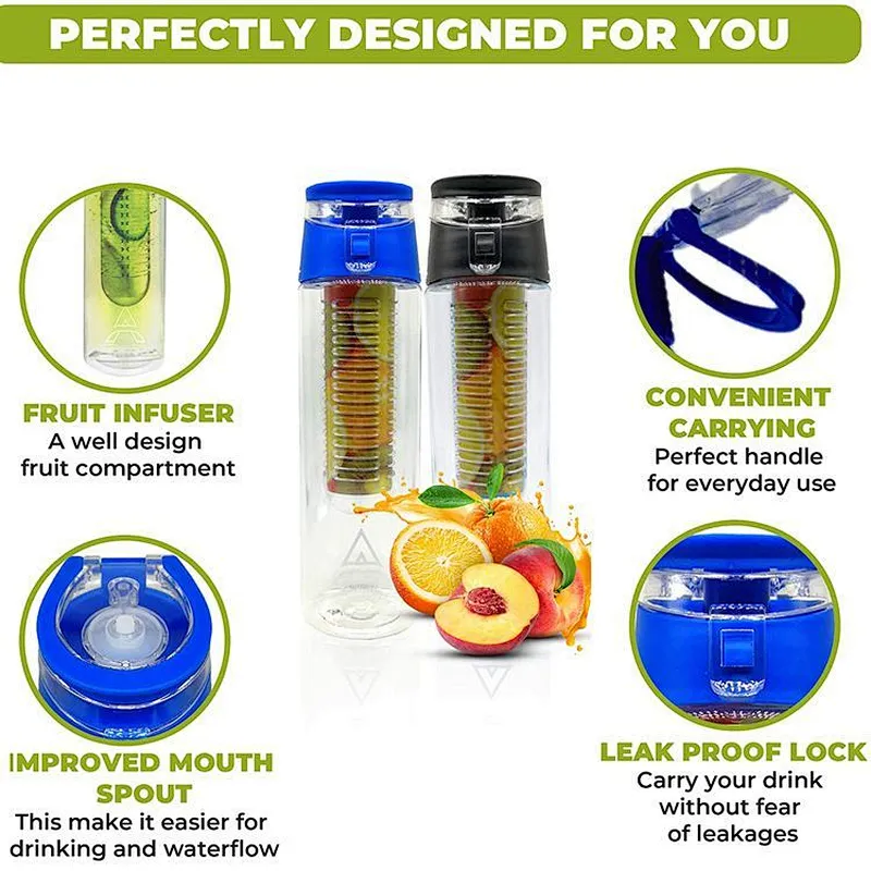 high quality custom portable large eco friendly   infuser  plastic fruit water bottle for men