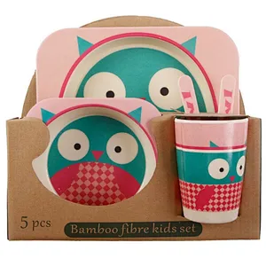 Unionsource Eco Bamboo Fiber Children's Baby Tableware For Kids Dinnerware Sets