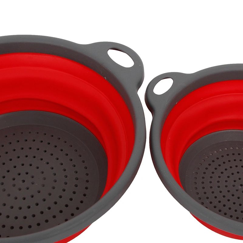 Eco-friendly materials round kitchen rice wasing colander plastic folding drain basket with handle set