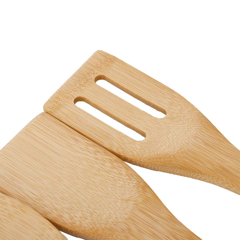 Natural kitchen set serving tools 5pcs set of bamboo cookware tools with multi-color handles