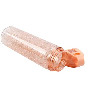 Factory price Dust-proof Double Wall Ice cooling Tritan outdoor Plastic Water Bottle with Folding handle Straw Spouted Cup