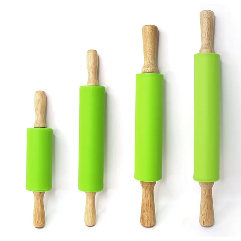 Union Source Bakeware Accessories Baking Silicone Rolling Pin With bamboo handle