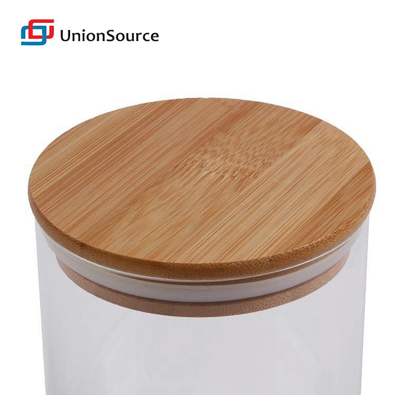 kitchen wholesale glass jars air tight spice food storage container with bamboo lid