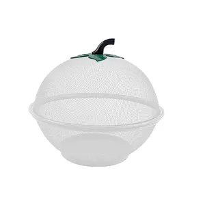 Wholesale new arrival kitchen creative metal round storage vegetables wire fruit basket with lid
