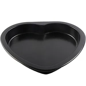 heart shape black cake baking molds  round dish pan carbon steel pie tray for kitchen
