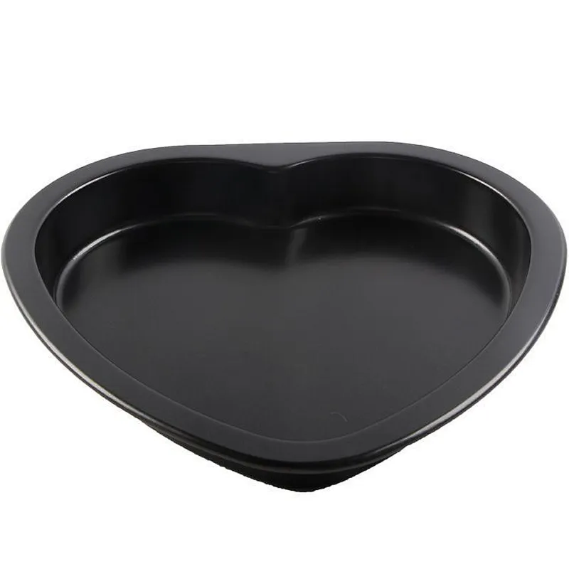 heart shape black cake baking molds  round dish pan carbon steel pie tray for kitchen