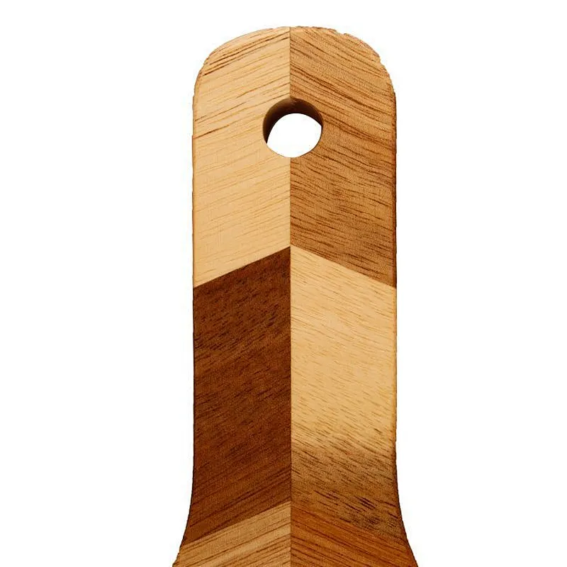 Long service life custom kitchen use geometric stitching bamboo cutting board with handle
