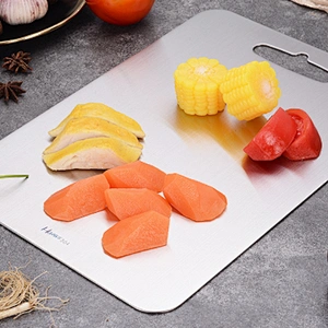 High quality custom flexible kitchen vegetable stainless steel wash chopping board with bubble bag