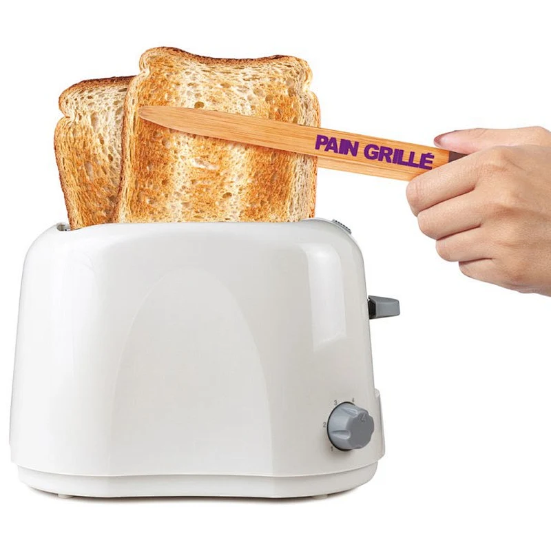 Magnetic Bamboo Wooded Color Bread Toast Tongs for Breakfast and BBQ