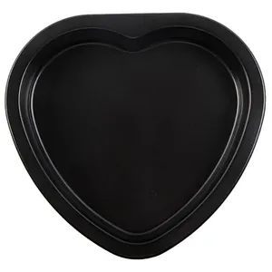 heart shape black cake baking molds  round dish pan carbon steel pie tray for kitchen