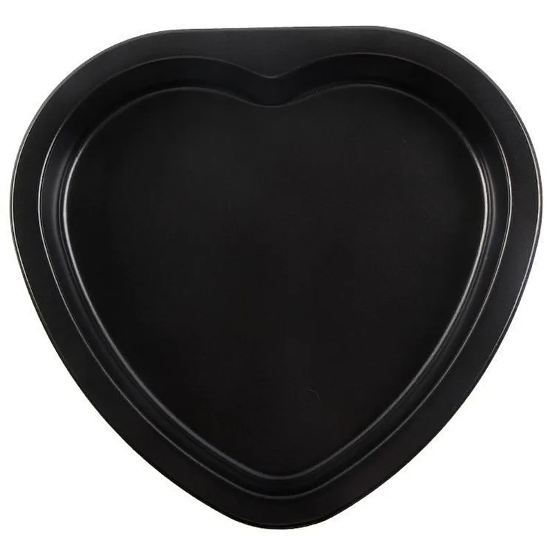 heart shape black cake baking molds  round dish pan carbon steel pie tray for kitchen