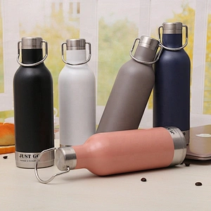 Reusable Portable Double Walled Gym Vacuum Insulated 500ml Stainless Steel Water Bottle With Lids