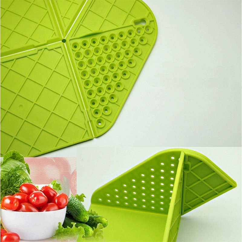 Square shape kitchen pp foldable plastic chopping cutting board with colander