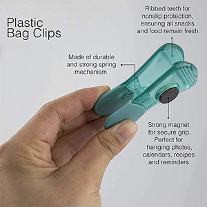 Kitchen Storage 5pcs Plastic Magnetic Sealing Food Snack Bag Clips