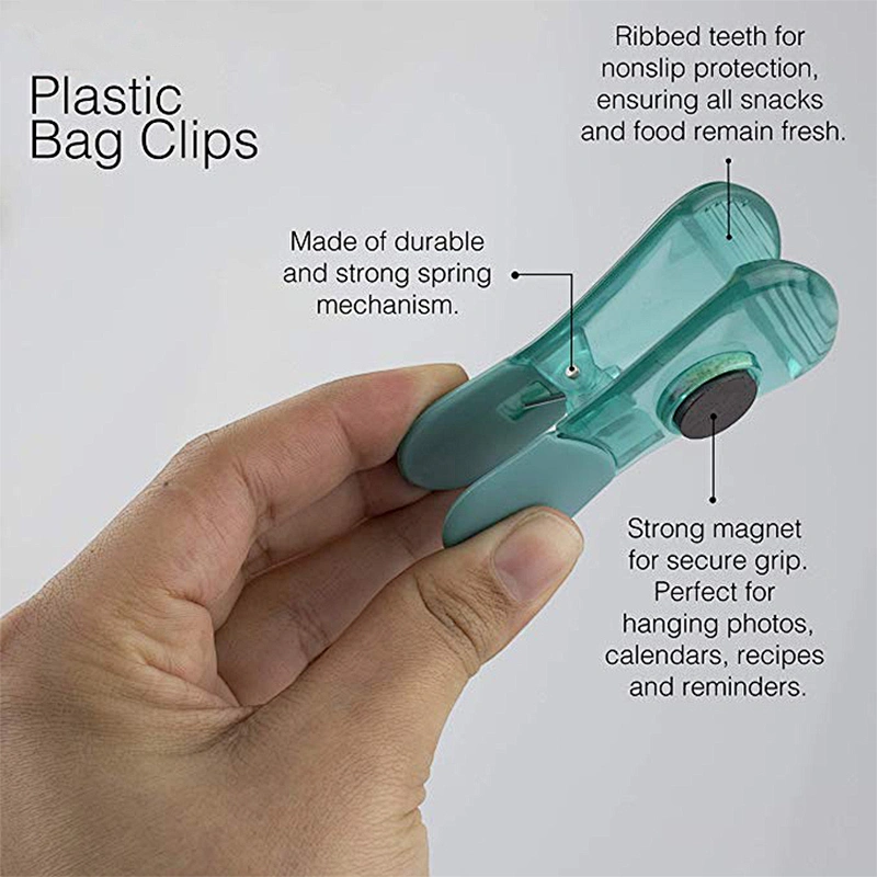 Kitchen Storage 5pcs Plastic Magnetic Sealing Food Snack Bag Clips