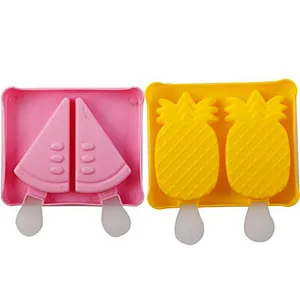 Pink Watermelon or yellow  pineapple Shaped PP Wholesale silicone ice pop lolly mold / ice cream popsicle molds