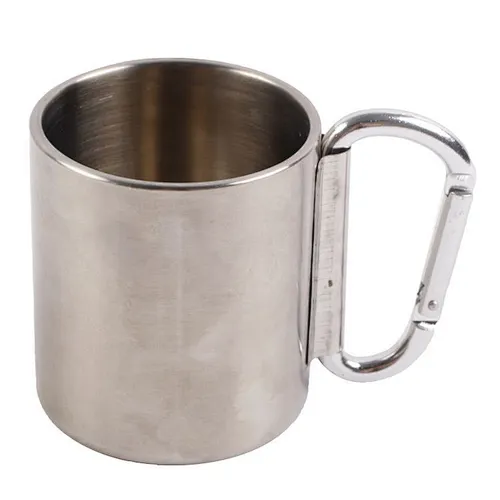Low Price Outdoor Picnic Portable 220 Ml Manual Climbing Buckle Double Wall Tea Coffee Thermal Mug