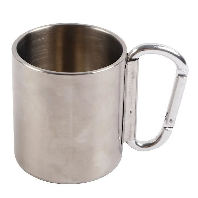 Low Price Outdoor Picnic Portable 220 Ml Manual Climbing Buckle Double Wall Tea Coffee Thermal Mug