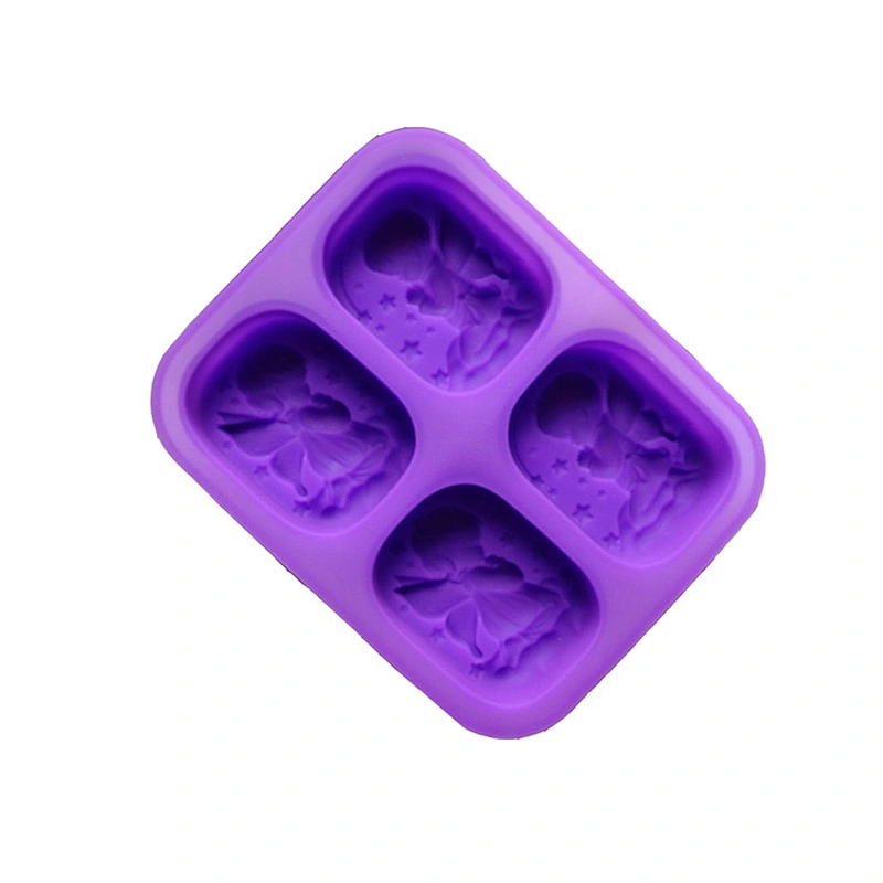 4 Cavity round lemon shaped silicon cake mould