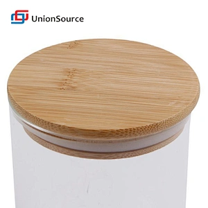 kitchen wholesale glass jars candle spice food storage container with bamboo lid