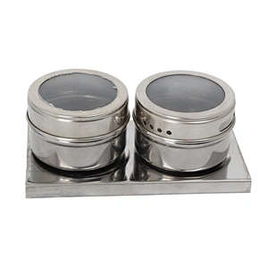 Household kitchen salt and sugar condiment sets stainless steel spice rack organizer