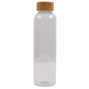 hot sale empty  550ml portable outdoor clear glass tea mug with bamboo capping