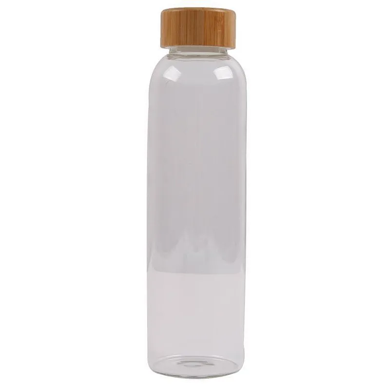 hot sale empty  550ml portable outdoor clear glass tea mug with bamboo capping