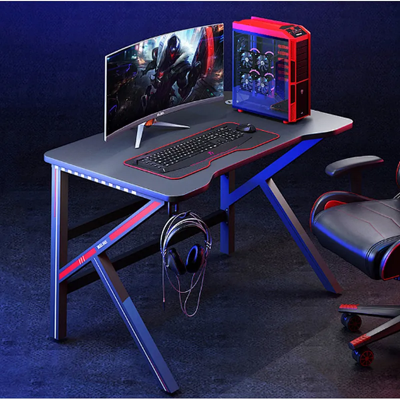 Union Source  hot selling Professional Design Adjustable pc computer Multi Colored Led Lights gaming desk table