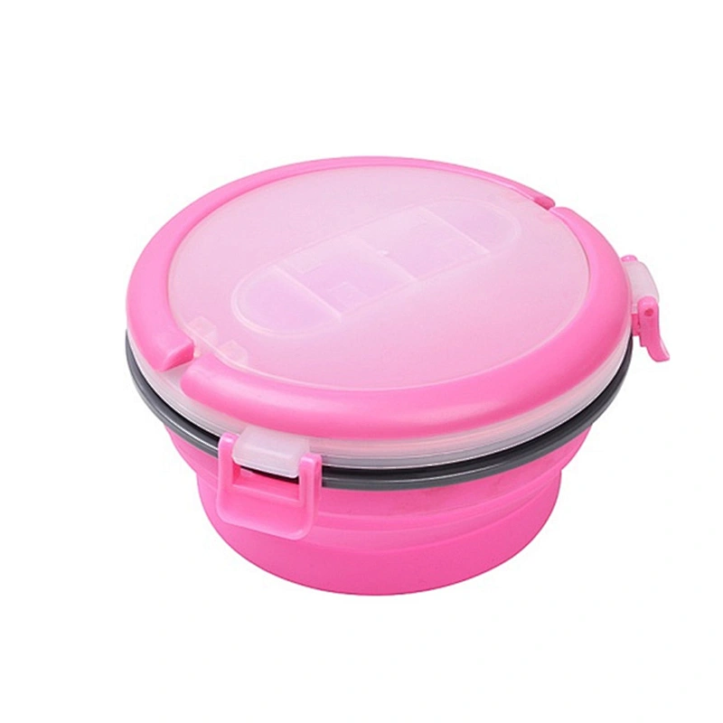 Save Space airtight food storage  silicone foldable Bento Lunch Box with lock lid