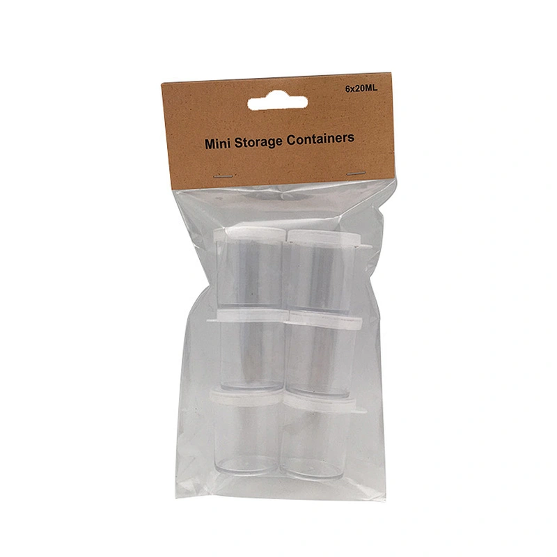 Food grade transparent plastic 6pcs 20ml mini  storage container