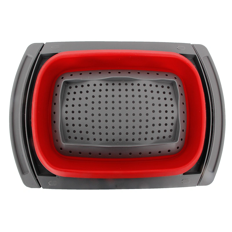 Collapsible expandable silicone kitchen fruit vegetable wasing folding drain basket with two handle