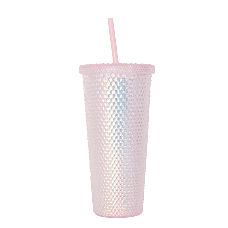 BPA Free Double Wall Stainless Steel Insulated Matte Color Studded Tumbler Cups With Lid Straw
