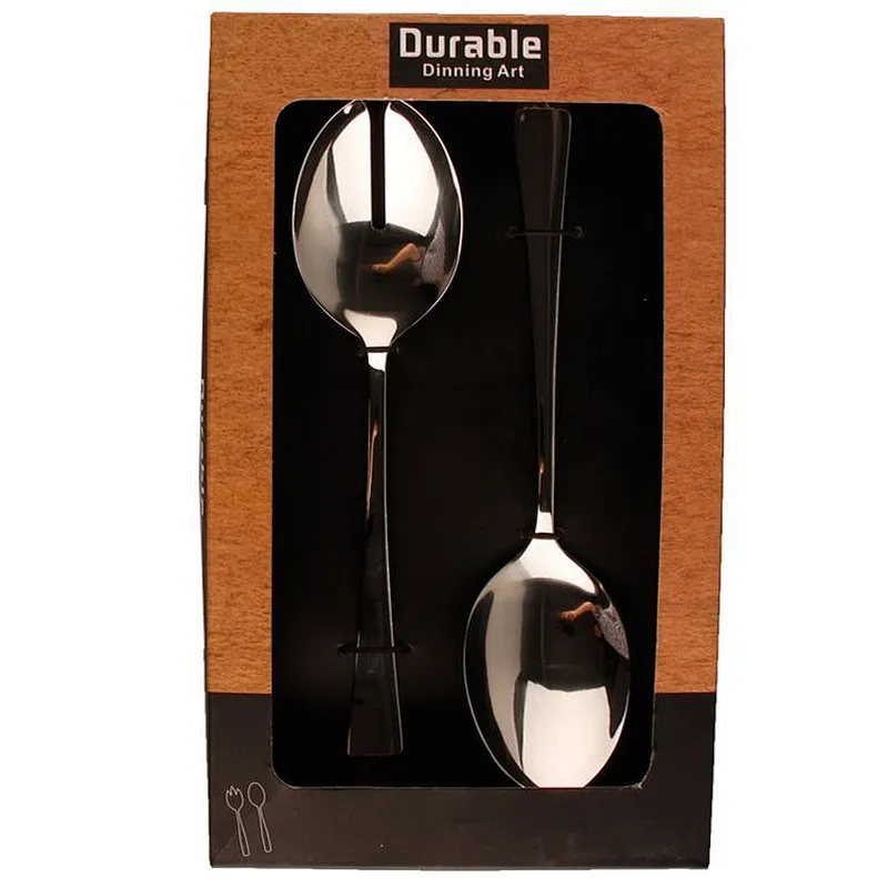 China manufacturer Top Seller 2 pcs/set Stainless Steel Table knife spoon set for salad rice ladle holder tray scoop serving